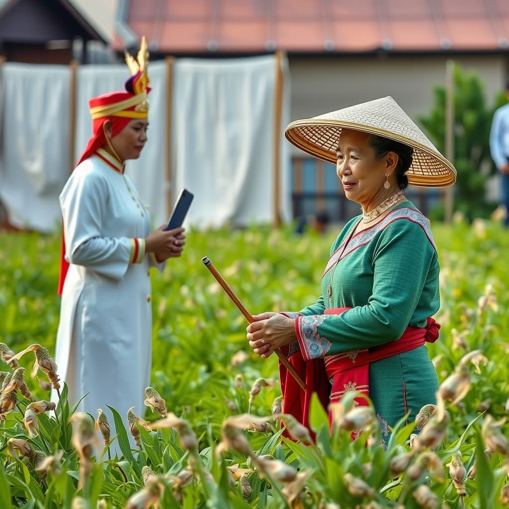 Illustration : Traditions et rites agraires : le couple royal célèbre la saison du riz à Bangkok