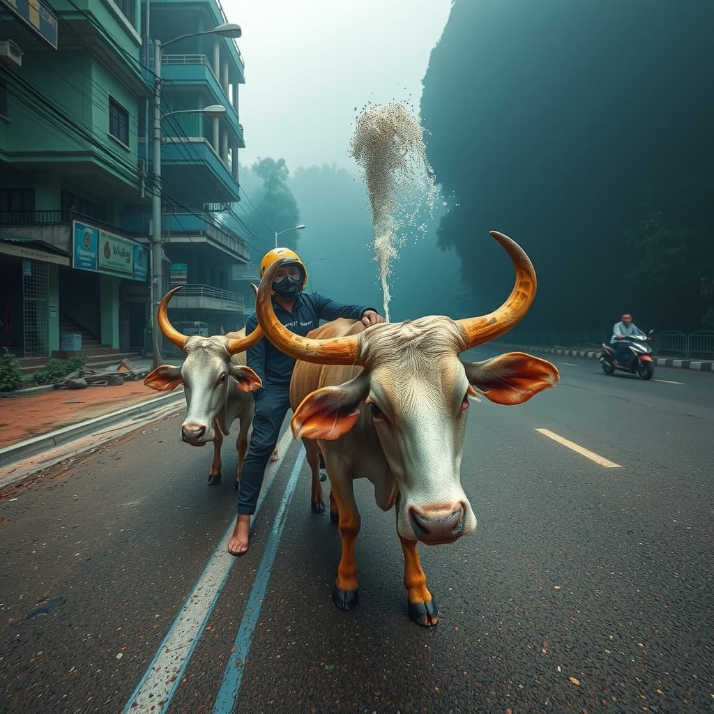 Illustration : Un accident spectaculaire causé par une vache à Chiang Mai