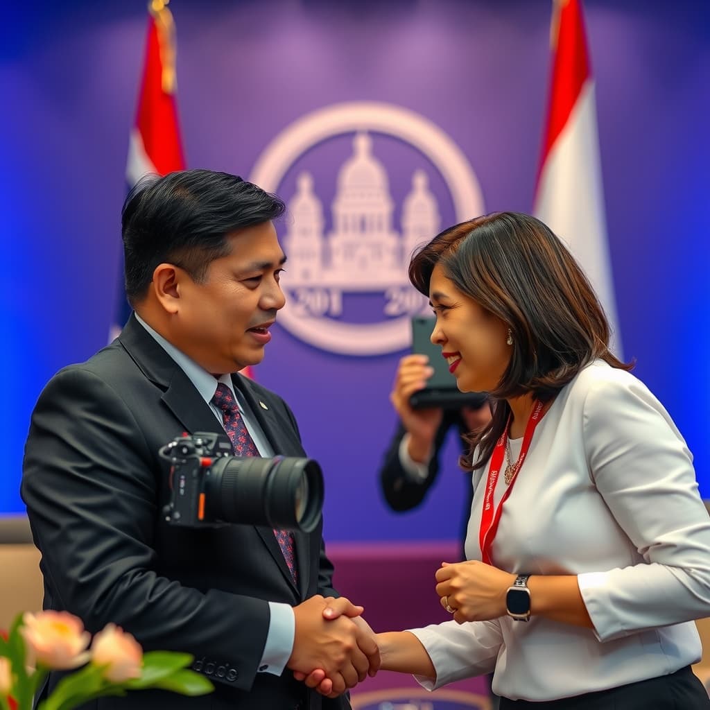Illustration : Anutin Charnvirakul en visite diplomatique à Jakarta